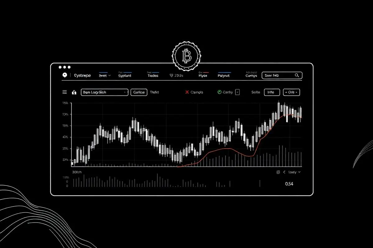 Line-art crypto exchange dashboard